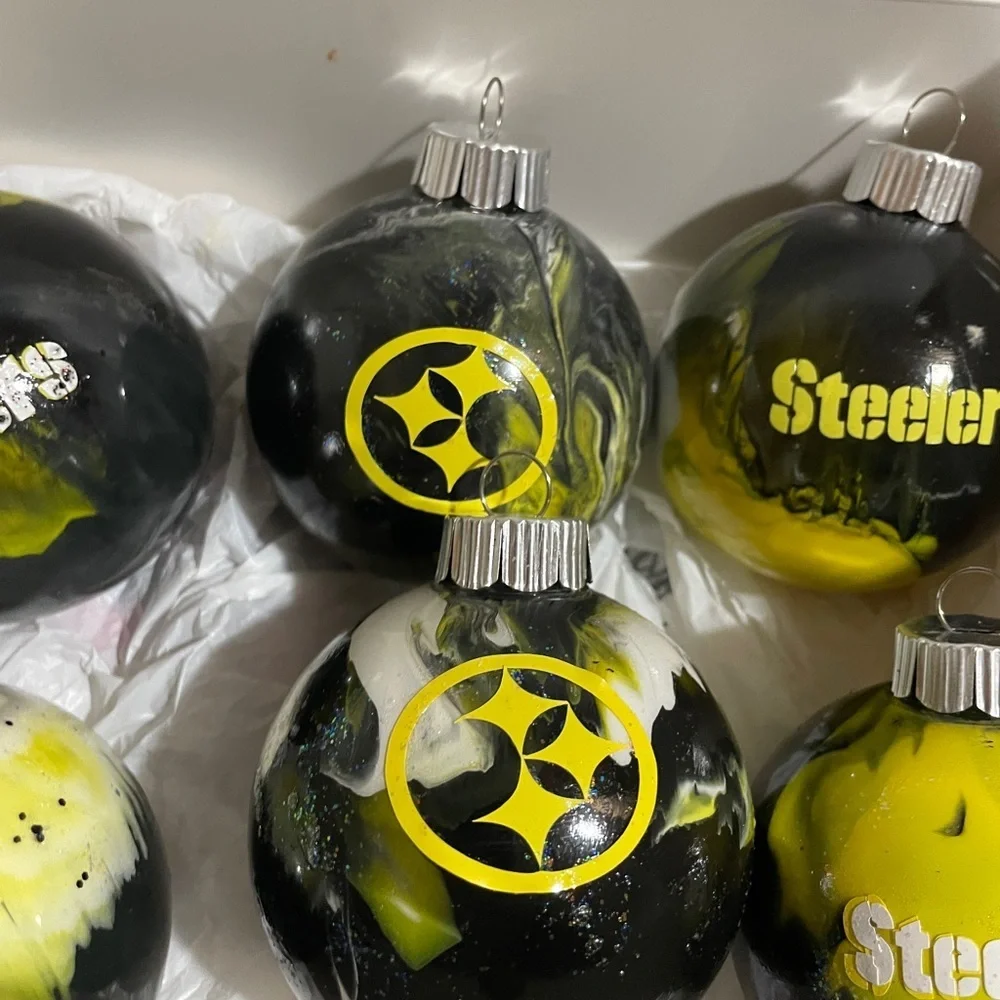 Steelers Black and Yellow Holiday Ornament Set